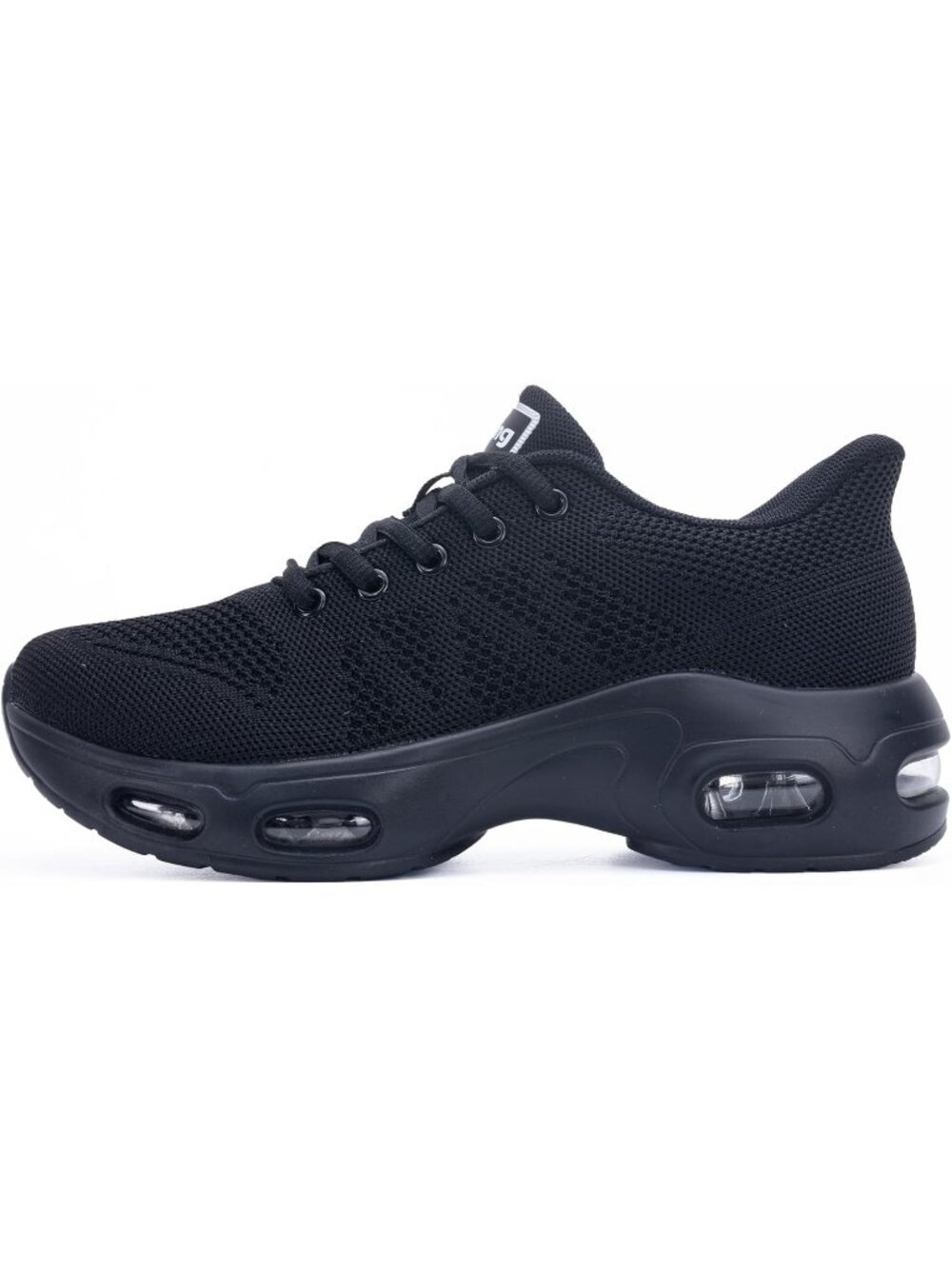 Women's Black Sneakers Lace-up Slip On Walking Tennis Shoes Easy To Wear